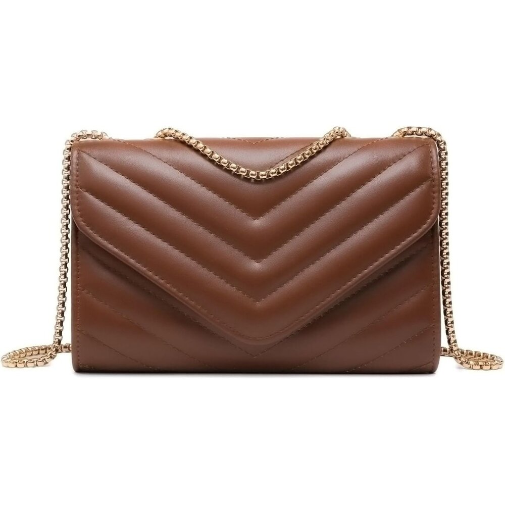 ⚡ Women's Brown Stylish Evening Clutch Chain Shoulder Strap Crossbody Bag